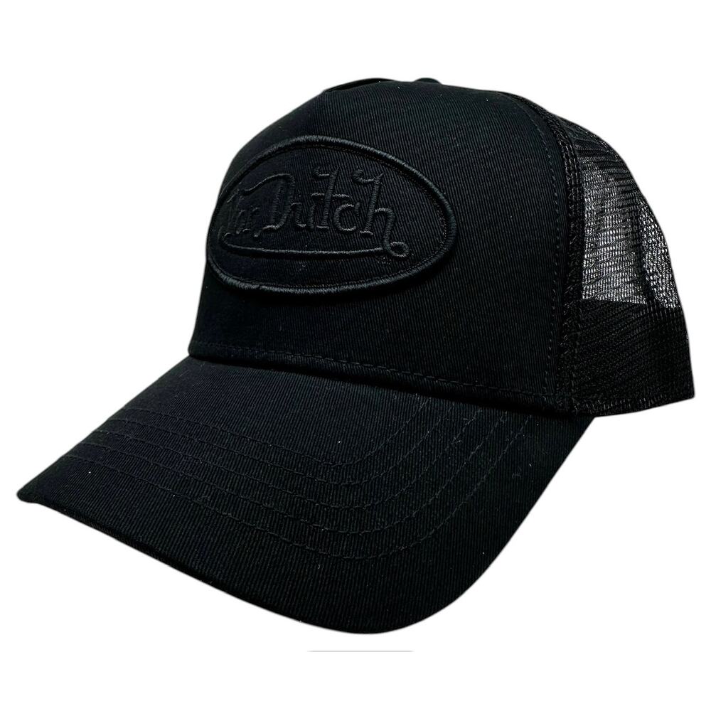 Von Dutch Trucker Hat Triple Black Snapback Cap - Picture 2 of 6